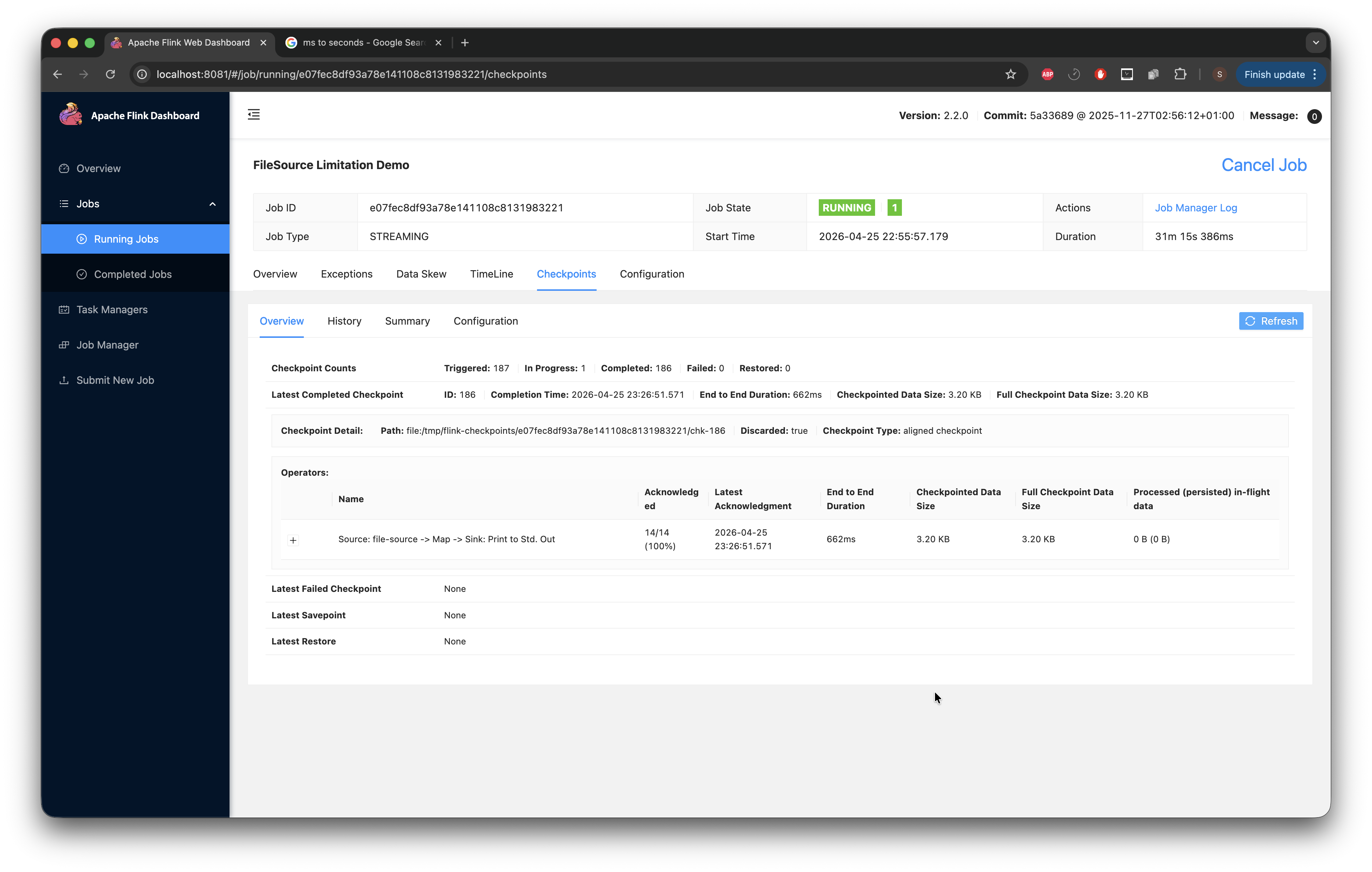 Checkpoint duration growing