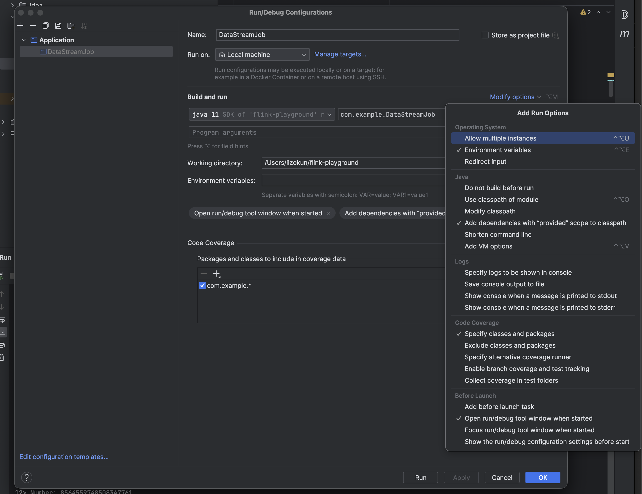 Selecting add dependencies with provided scope